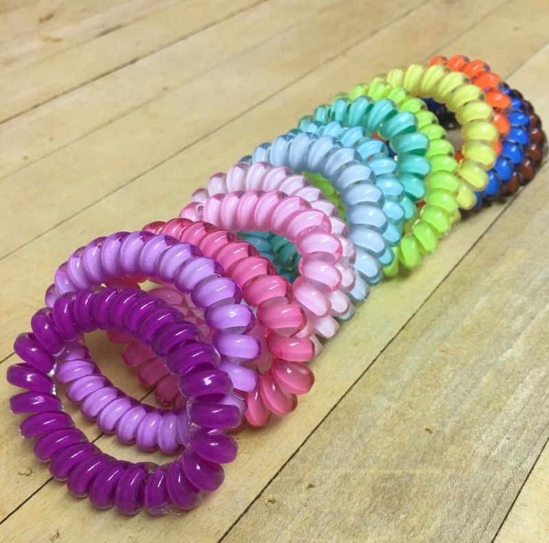 5pcs Girl Gel Stretch Plastic Spiral Phone Cord Hair Ties Band Coil High Quality gallery