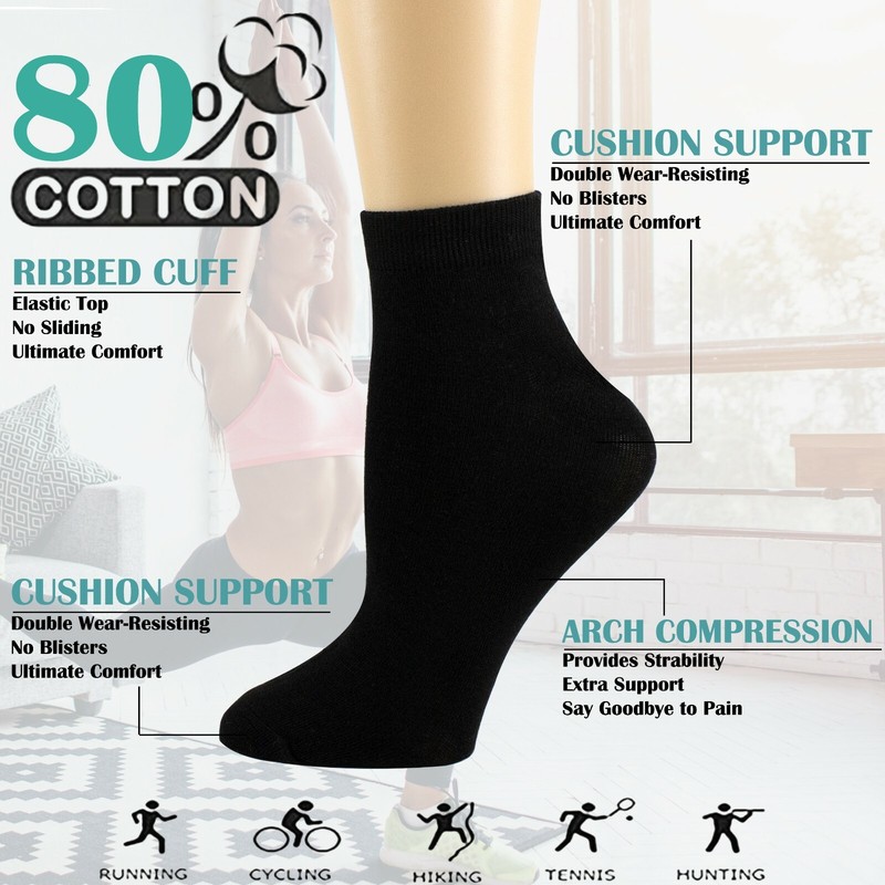 For Mens Womens Ankle Low Cut Quarter Cotton Athletic Sports Running Socks 9-13 gallery