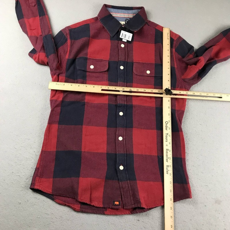 The Normal Brand Mountain Shirt Mens Small Red Plaid Button Up Long Sleeves NWT gallery