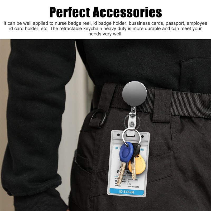 2 Pack Heavy Duty Retractable Badge Reel ID Card Holder With Belt Clip Key Ring gallery