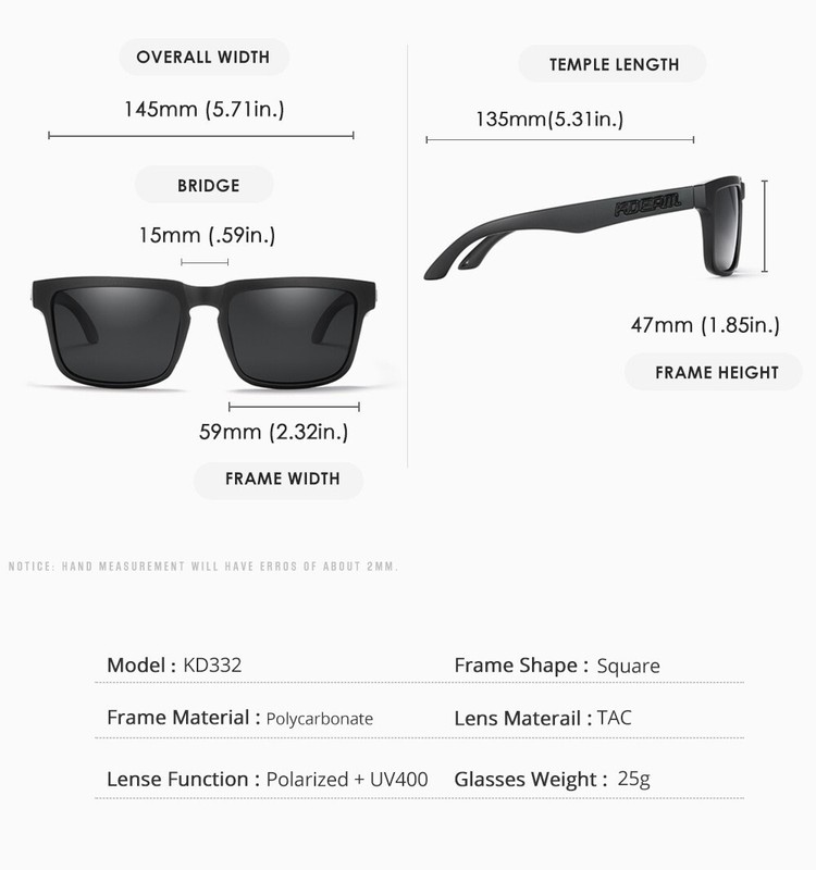 KDEAM Square Polarized Sunglasses Men Sports Outdoor Travel Glasses Women UV400 gallery