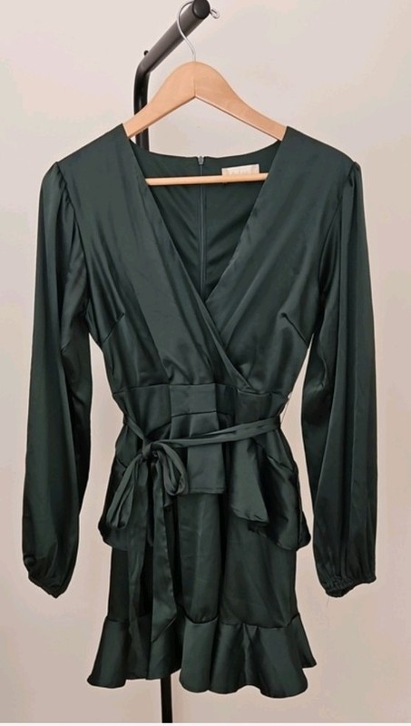 Altar’d State Deep Forest Green Dress Size Medium Long Sleeve