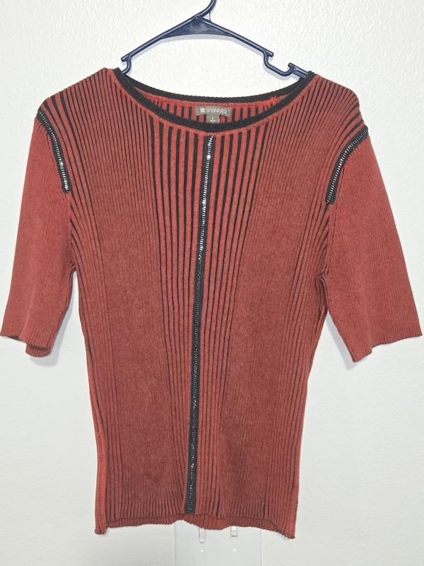 SPANNER 98% cotton Striped Top With Metallic Accents Size L