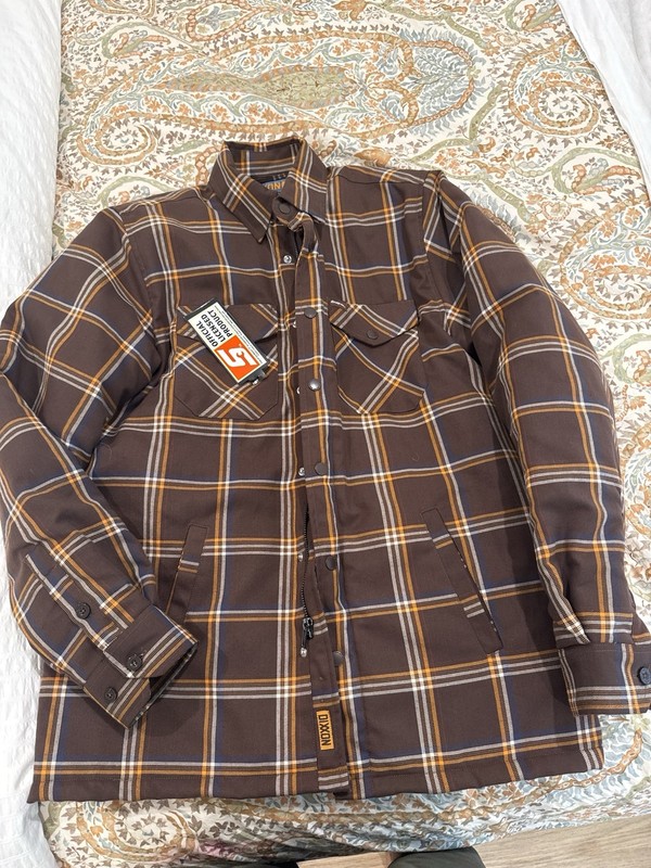 Dixxon Snap on Flannel jacket medium Mens Yellow Brown Plaid