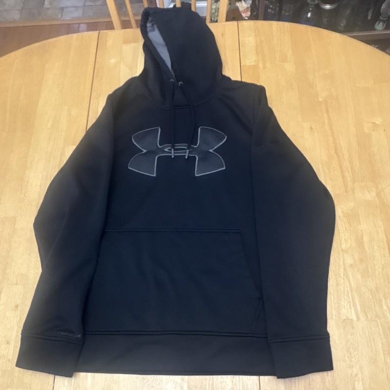 Under Armour ColdGear Men’s Black Pullover Fleece Hoodie Logo Pockets Loose S