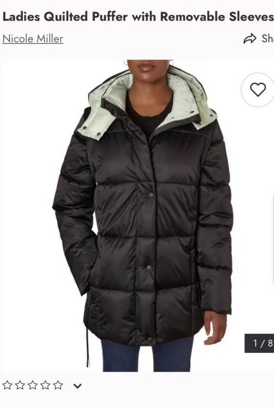 Nicole Miller New York Women's Black Down Hooded Full Zip Puffer Jacket M gallery
