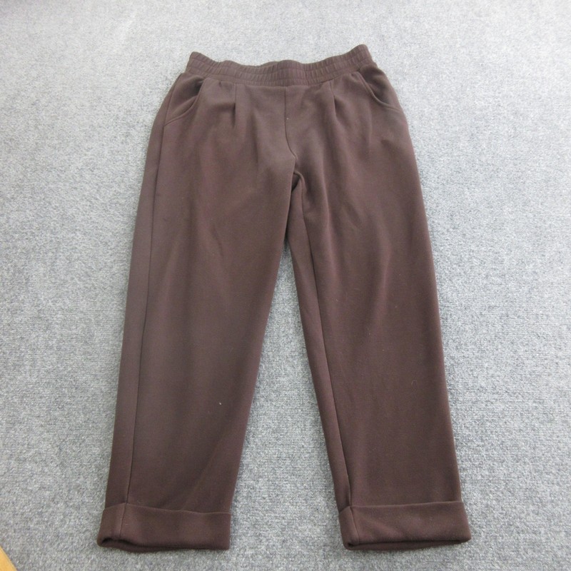 Varley Pants Womens L Brown DoubleSoft Rolled Cuff Joggers Elastic Waist