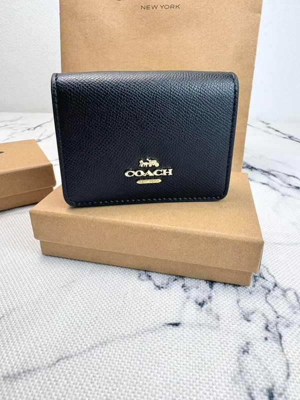 NWT NEW Coach Mini Leather Wallet On a Chain Black C0059 with the box gallery