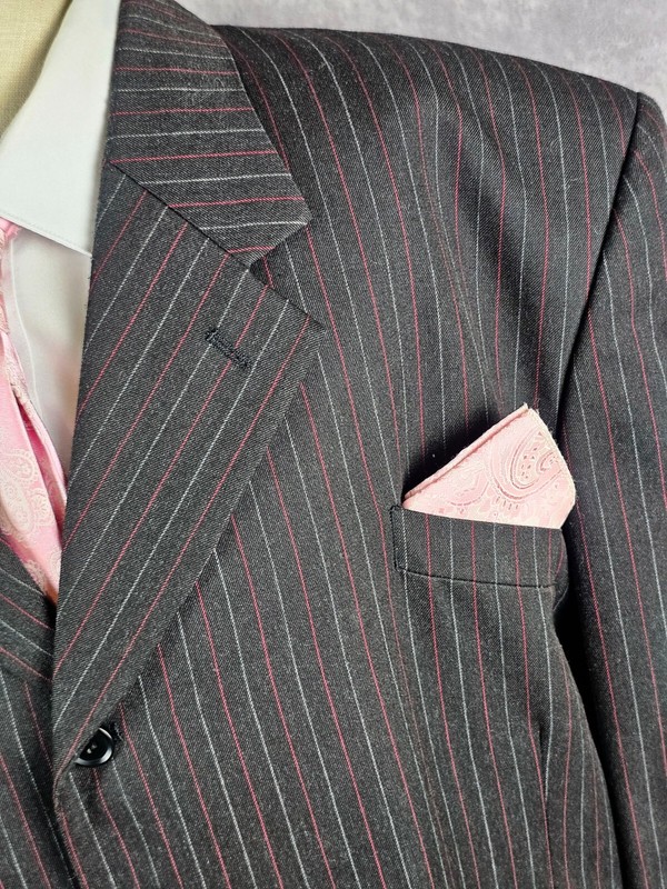 SOHO Collection’s Zoot Style 5-btn Black Striped Blazer Jacket Polyrayon Men 50R