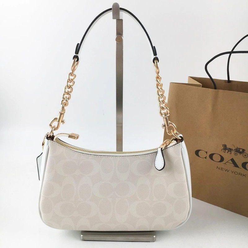 NEW COACH Teri 2Way Shoulder Bag Signature Coated Canvas White outlet CA548 gallery