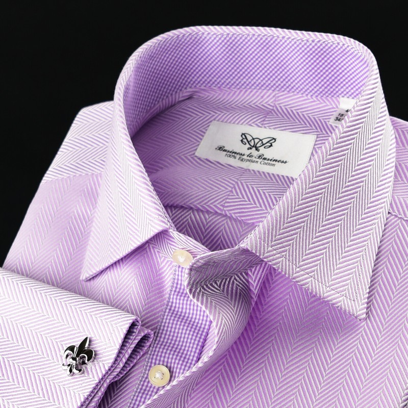 Purple Herringbone Twill Formal Business Dress Shirt Pink Check Sexy Boss Design gallery
