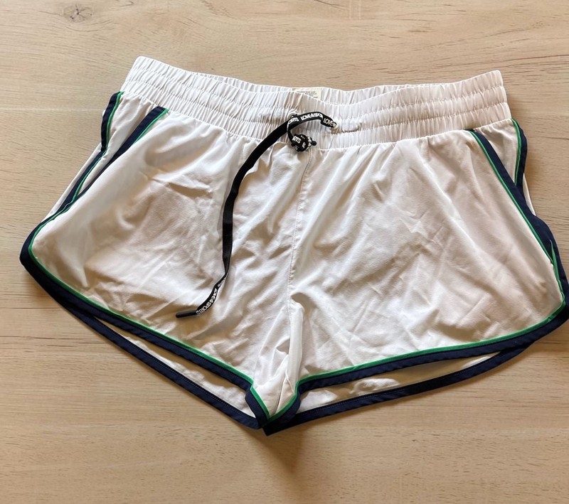 Love & Sports White Retro Running Shorts with Contrast Piping