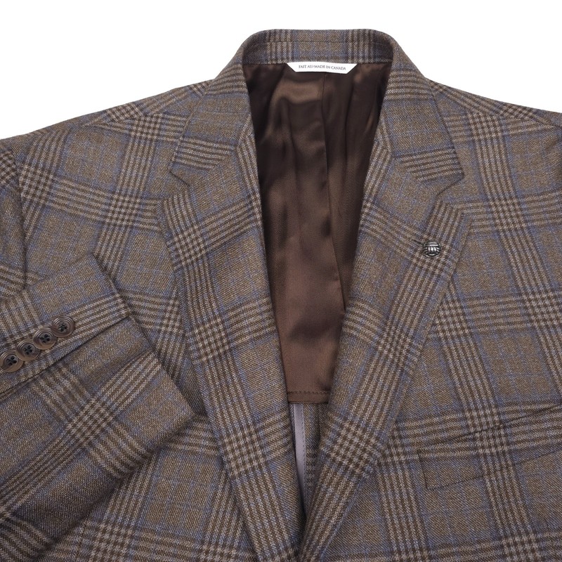 Jack Victor Midland Sport Coat Mens 46R Brown Brushed Wool Plaid Blazer Jacket gallery