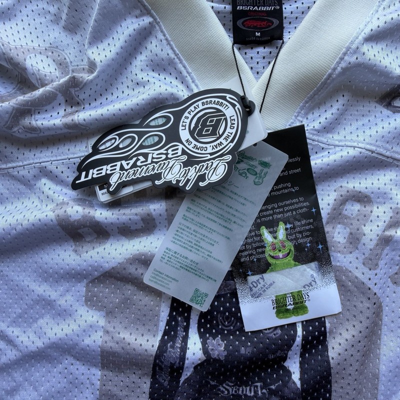 BSRABBIT Trippy Gang Sz M Mesh Jersey White Sold Out Rare Brighter Days 2526FW gallery
