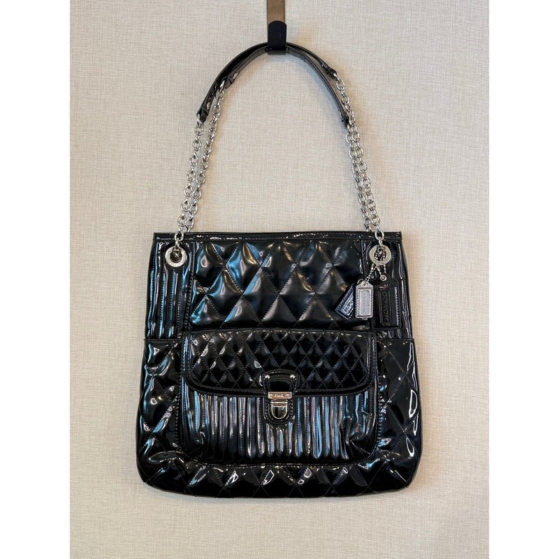 Y2K Coach F19830 Poppy Liquid Gloss Slim Tote