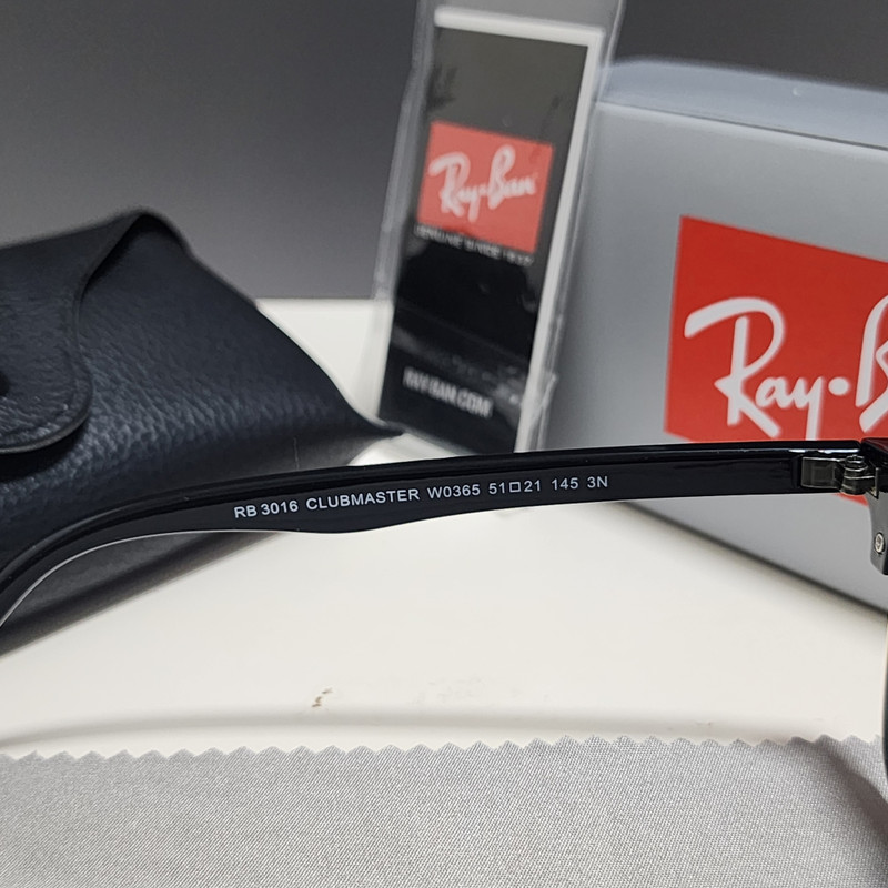 Ray-Ban RB3016 Sunglasses Clubmaster Classic Black Frame Glass Gray Lens 51 mm gallery