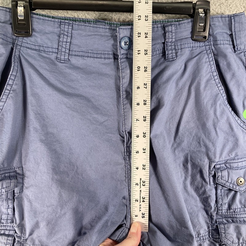 Iron Co Cargo Shorts Mens 32 Blue Ripstop Stretch Utility Pockets Casual. FLAW gallery