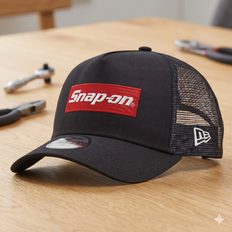 Snap-on Logo Embroidered Trucker Hat - Black Mesh Back Mechanics Tool Owner Cap