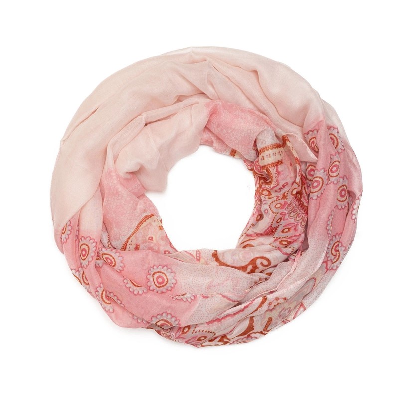 Ladies loop scarf pink floral paisley pattern viscose summer shawl light breezy