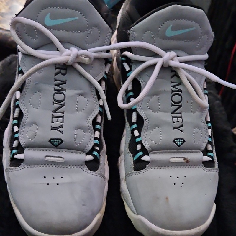 Nike Air Money High Top Lace Up Sneakers Gray White Black Blue Unisex