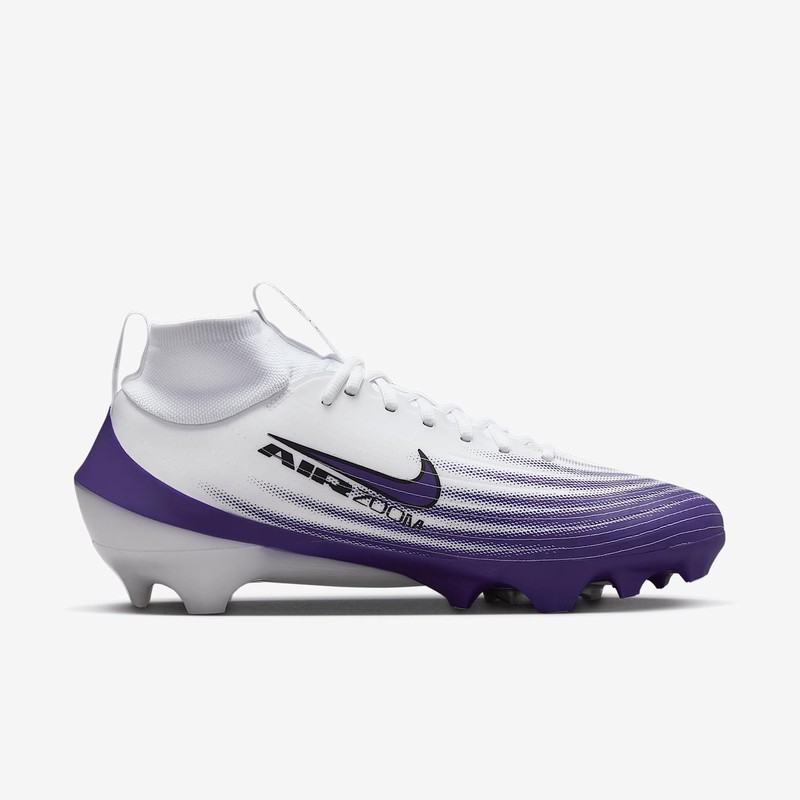 Nike Vapor Pro 1 Football Cleats (HM8850-101, White/Court Purple/Metallic Silver gallery