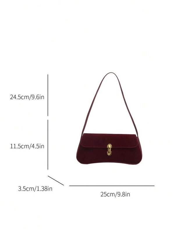 Retro Faux Leather Flap Baguette Bag Women Underarm Shoulder Purse Workwear gallery