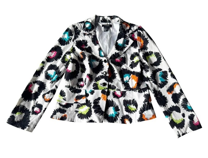 Sandro Woman's Sz L Three Button Pink Blue Colorful Multicolor Blazer Jacket gallery