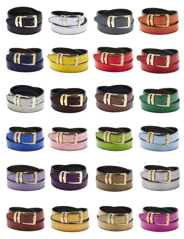 Men’s Belt Reversible Bonded Leather Belts Gold-Tone Buckle XL Extra Large Sizes