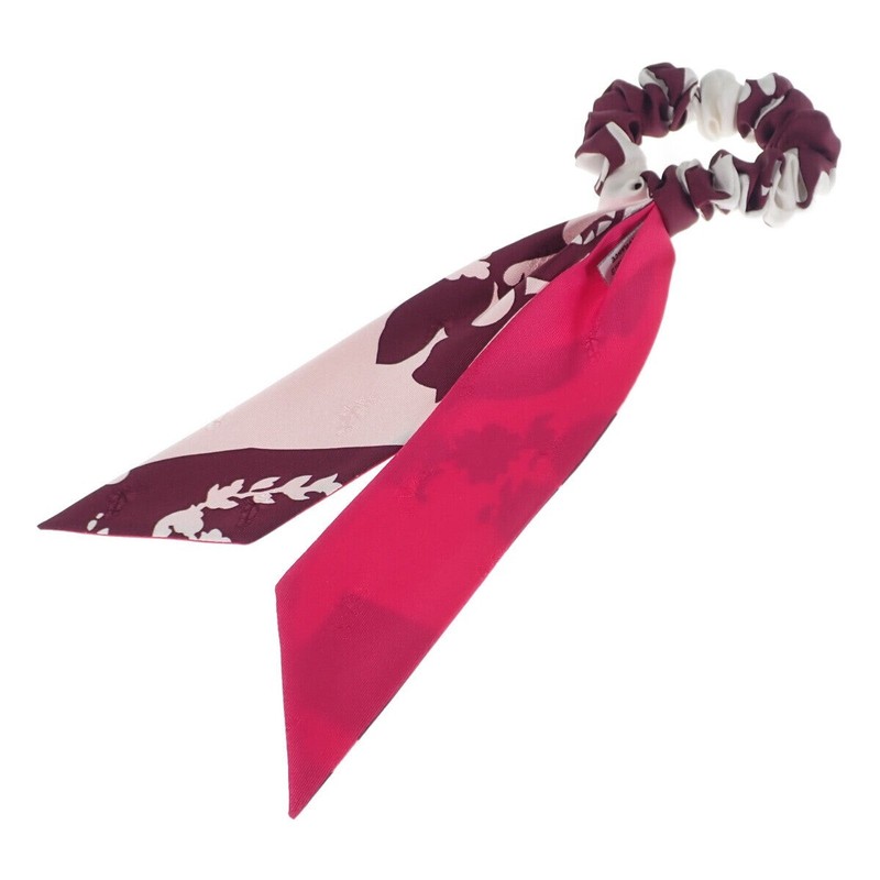 HERMES Scrunchie Bella 100% Silk Purple x White x Pink Women’s TGIS
