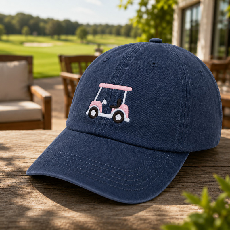 Embroidered Golf Cart Baseball Hat, Country Club Sporty Dad Cap gallery