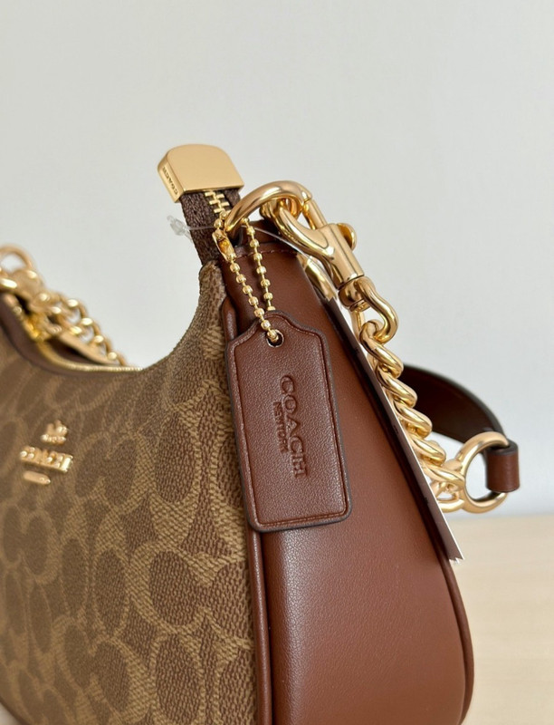Coach Teri Shoulder Bag In Signature Canvas Gold /Brown CV933 NEW FAST FREE SHIP gallery