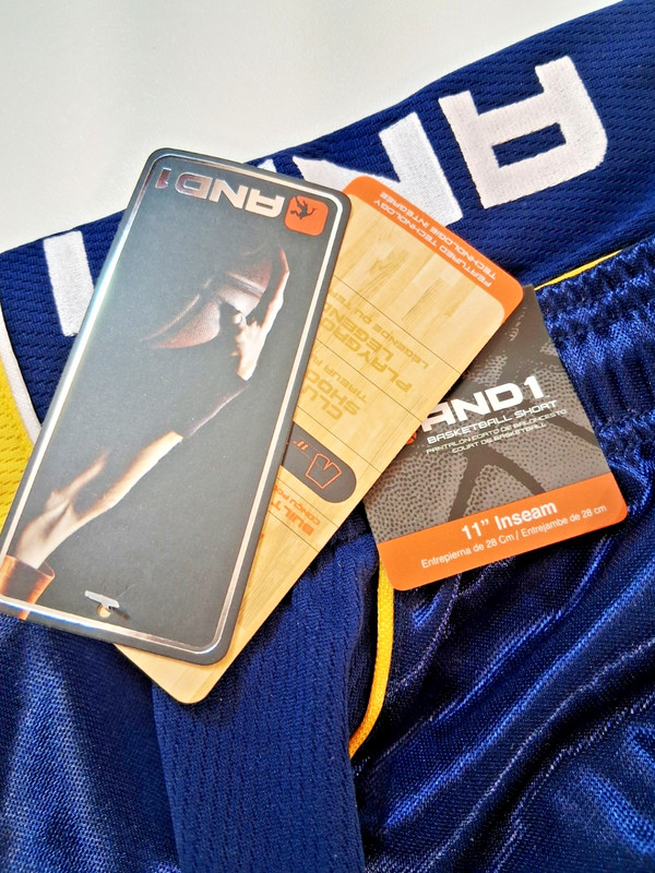 And1 Mens Athletic Shorts Basketball Gym Navy Blue Yellow M L XL 2XL 3XL SIZES gallery