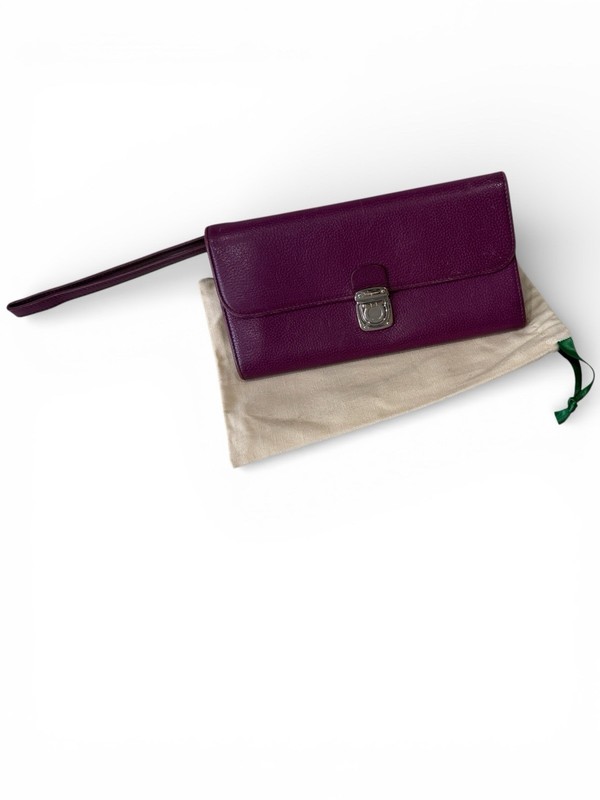Ferragamo Purple Wristlet Wallet with Zipper and Credit Card Slots for Women gallery