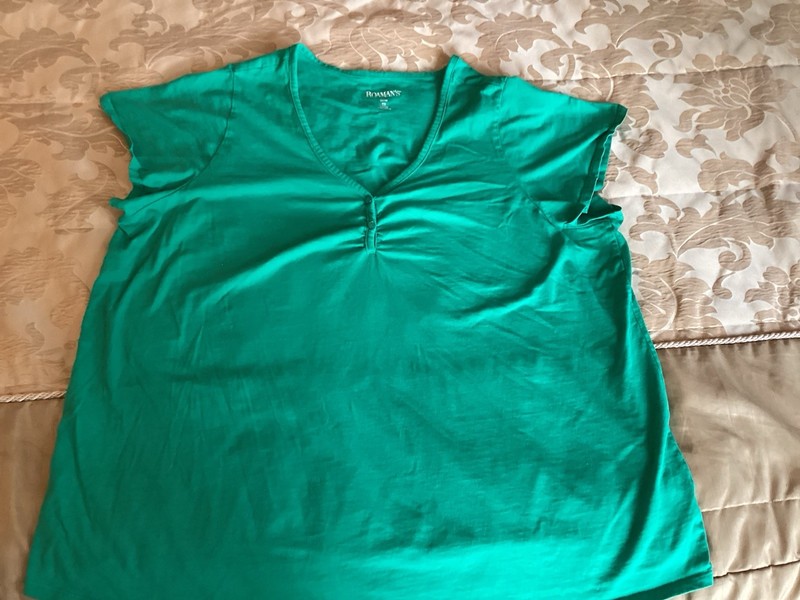 Romans Womens Green Pull Over Shirt Top Short Sleeve 2X 100% Cotton
