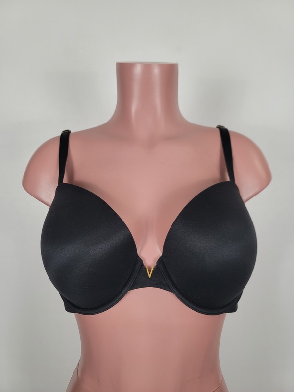 Victoria’s Secret Lined Demi T Shirt Padded Lined Bra 36DD Sexy Underwire Black