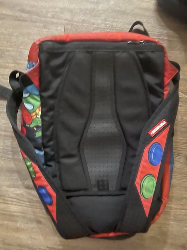 Sprayground Red/Black Bear Cartoon Large Polyester Backpack w/ Padded Straps gallery