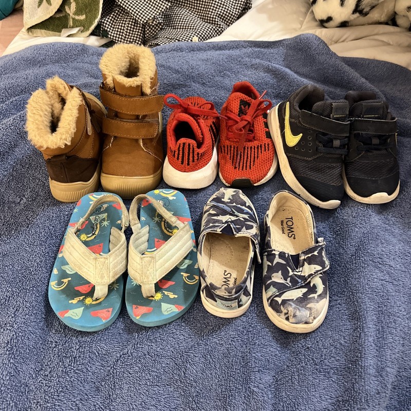 Toddler Boy Shoes Lot Size 7 Boots/Athletic/Sandals Tom’s Nike Adidas Cat & Jack