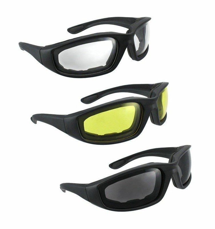 Pro Chopper Riding Motorcycle Glasses Clear Smoke Yellow, Padded, Comfortable gallery