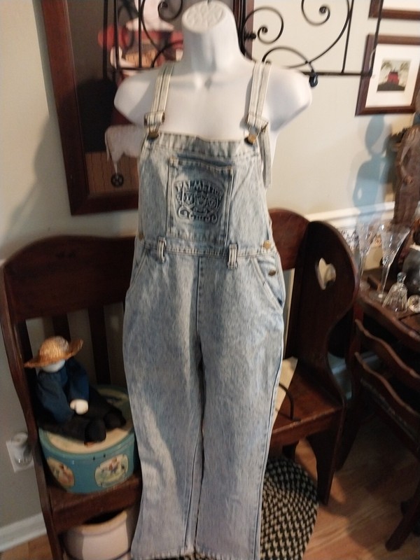 VINTAGE PALMETTOS OVERALLS ACID BLUE DENIM 25 X 28 (Women’s Size 0/ Girl’s 14)