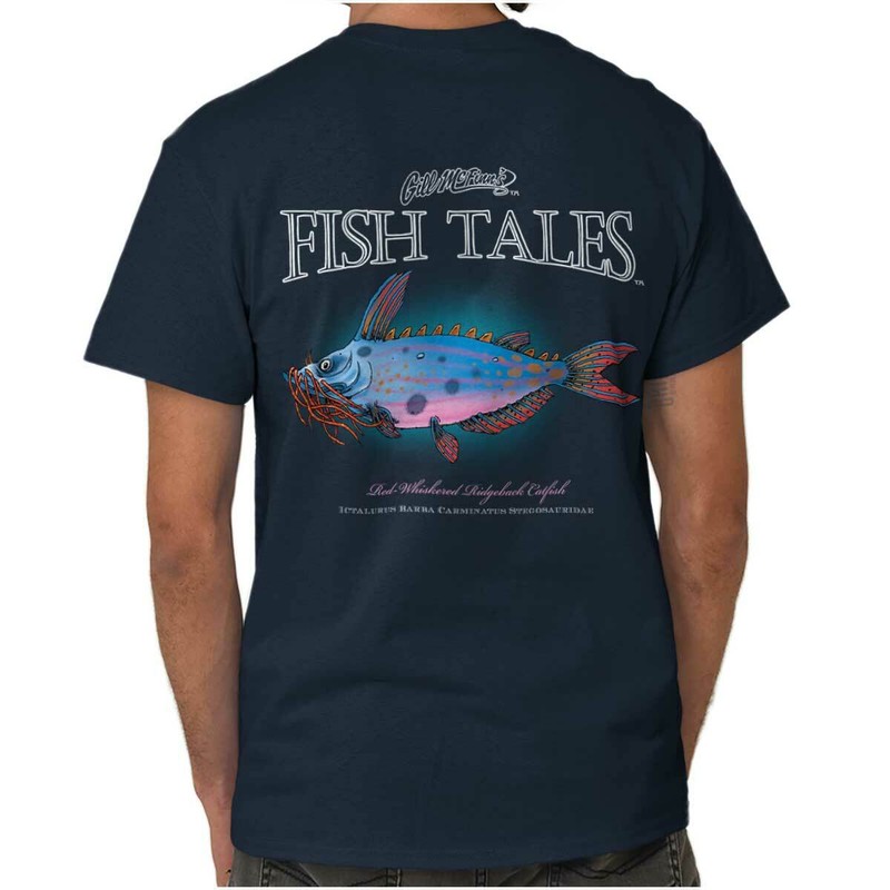 Gill McFinns Funny Catfish Outdoor Fishing Womens or Mens Crewneck T Shirt Tee