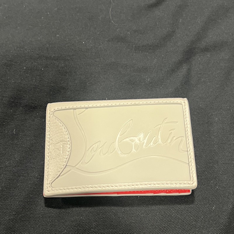 Christian Louboutin White/Red Leather Card Holder Men’s One Size Solid