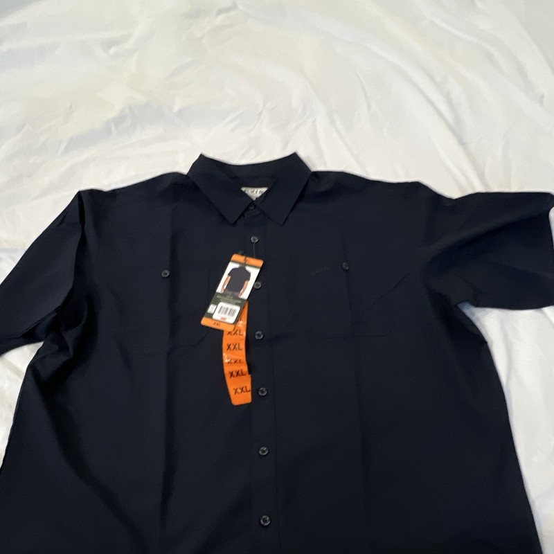 Orvis UV Protection Quick Dry Solid Blue Short Sleeve Button-Up Shirt XXL