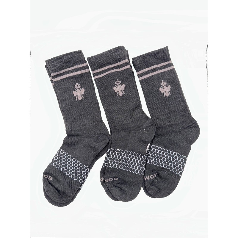 3 Pairs BOMBAS Honeycomb Crew socks Size Medium 6-10 Black Unisex