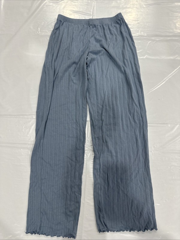 Eberjey Pajama Pants Women’s XS Blue Scalloped Hem Wide Leg Sleepwear CEB431