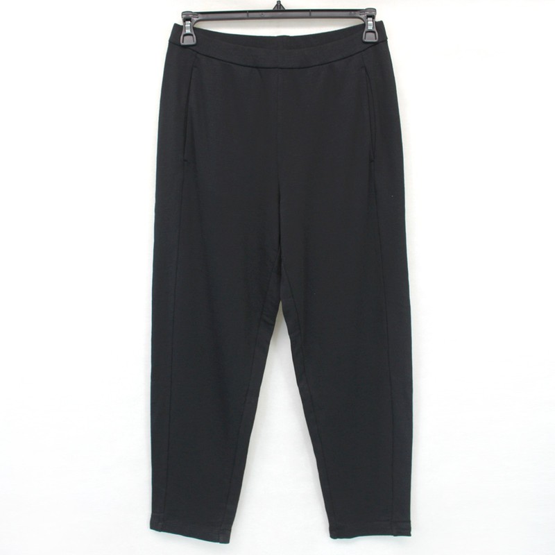 Eileen Fisher Black Organic Cotton Pant Pocket Minimalist Quiet Luxury S