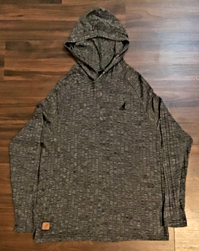 Kangol gray hooded knit pullover ribbed sweater Adult M K9830