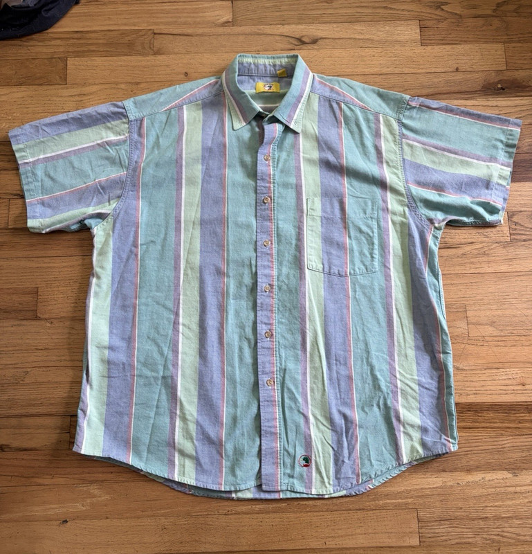 Duck Head Men’s Striped Cotton Woven Button-Up Point Collar Short Sleeve XL