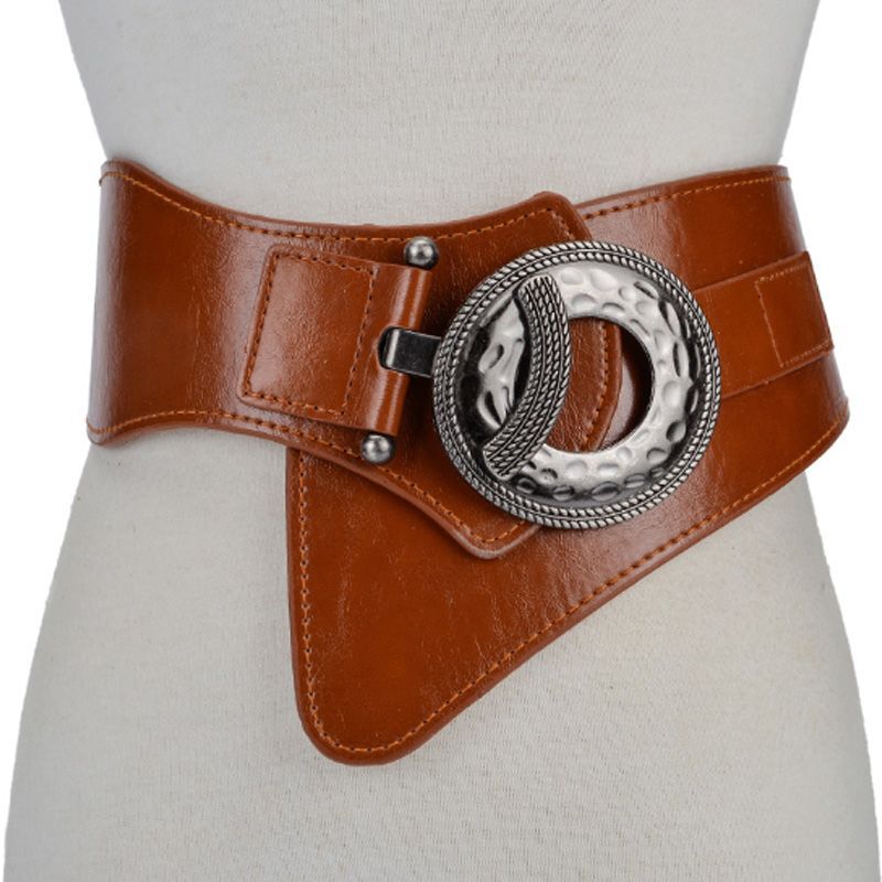 Cow Leather Belt-Stretch Black Red Brown Women Fashion Cummerbund Strap 80-100CM