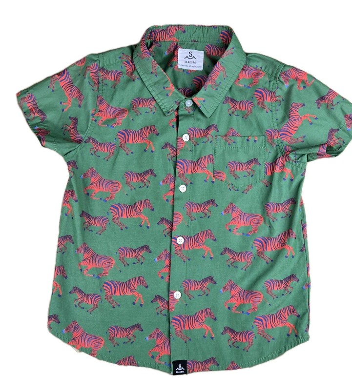 Seaesta Surf X Zebra Button Up Shirt Boys XL 8-9