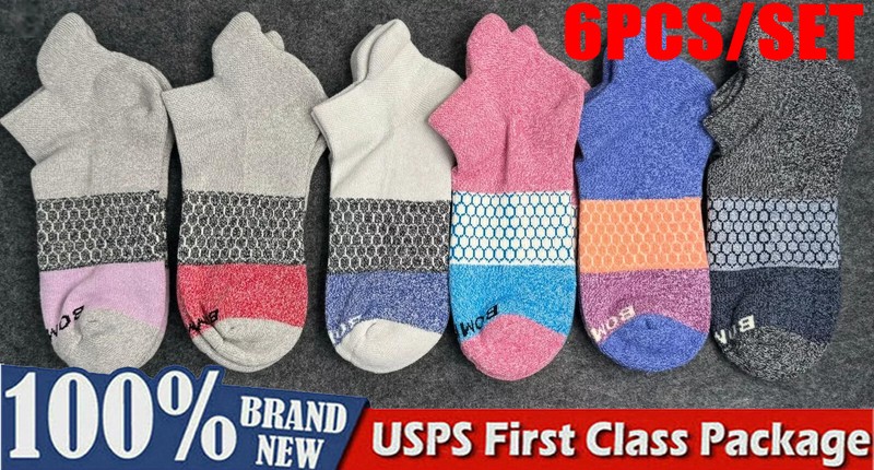 6 Pair Bombas Women’s Tri-Block Marl Ankle Sock Size M